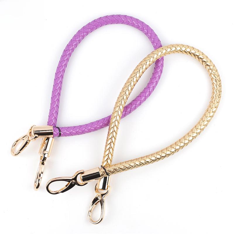 60cm Black PU Leather Woven Bag Handle Strap - Imitation Leather Shoulder Accessory