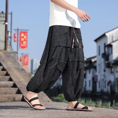 2025 Spring Summer Men Baggy Pants Men Casual Wide Leg Pants Man Oversize Jogger Trousers Chinese Drawstring Sweatpants