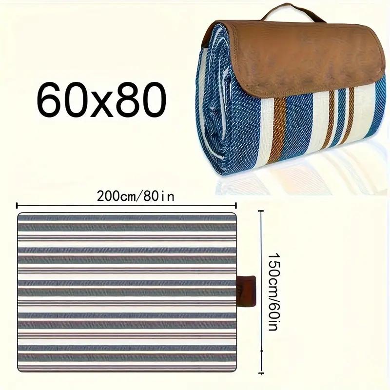 1pc Large Dual-Layer Nylon Picnic Blanket, Spring Summer Outdoor Handy Mat With Carry Handle, Ideal For Beach And Camping