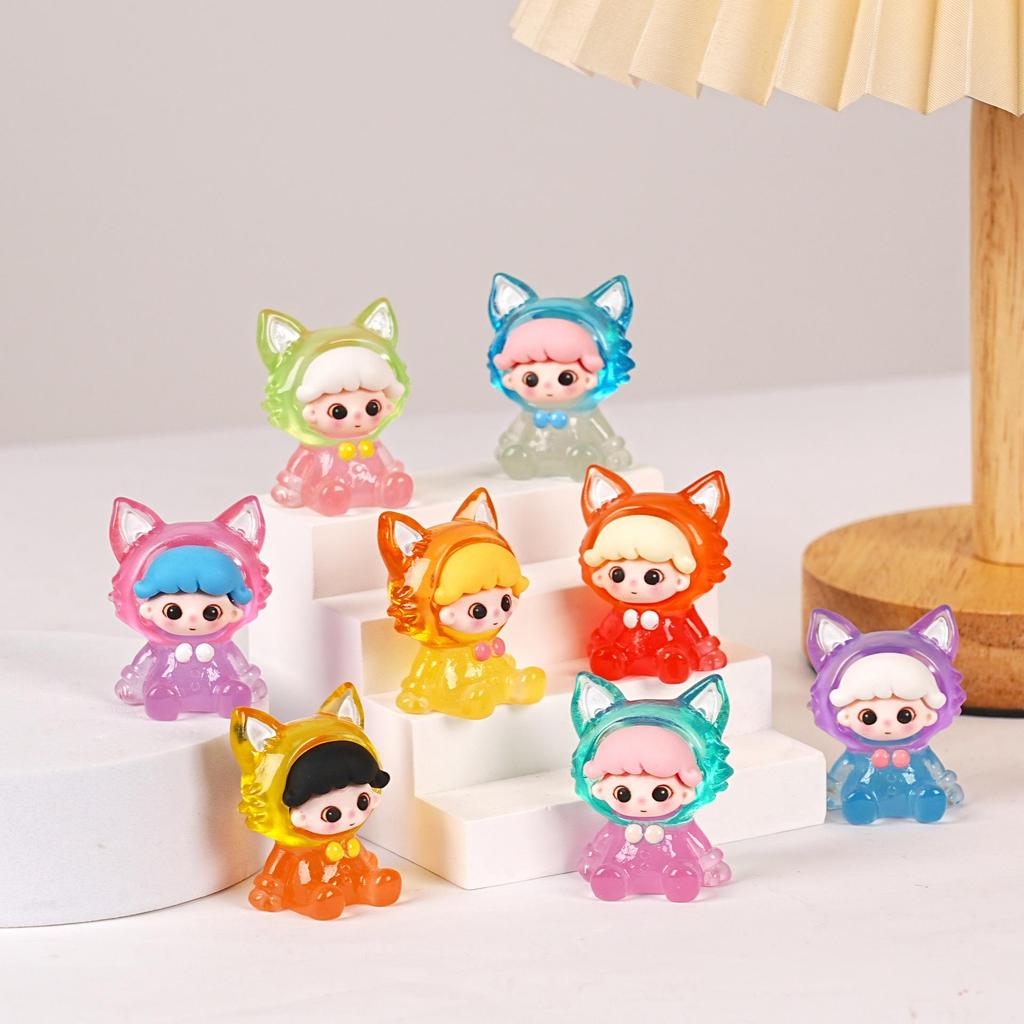 Two-Color Fox Resin Jewelry & Micro-Landscape Ornament Keychain Pendant