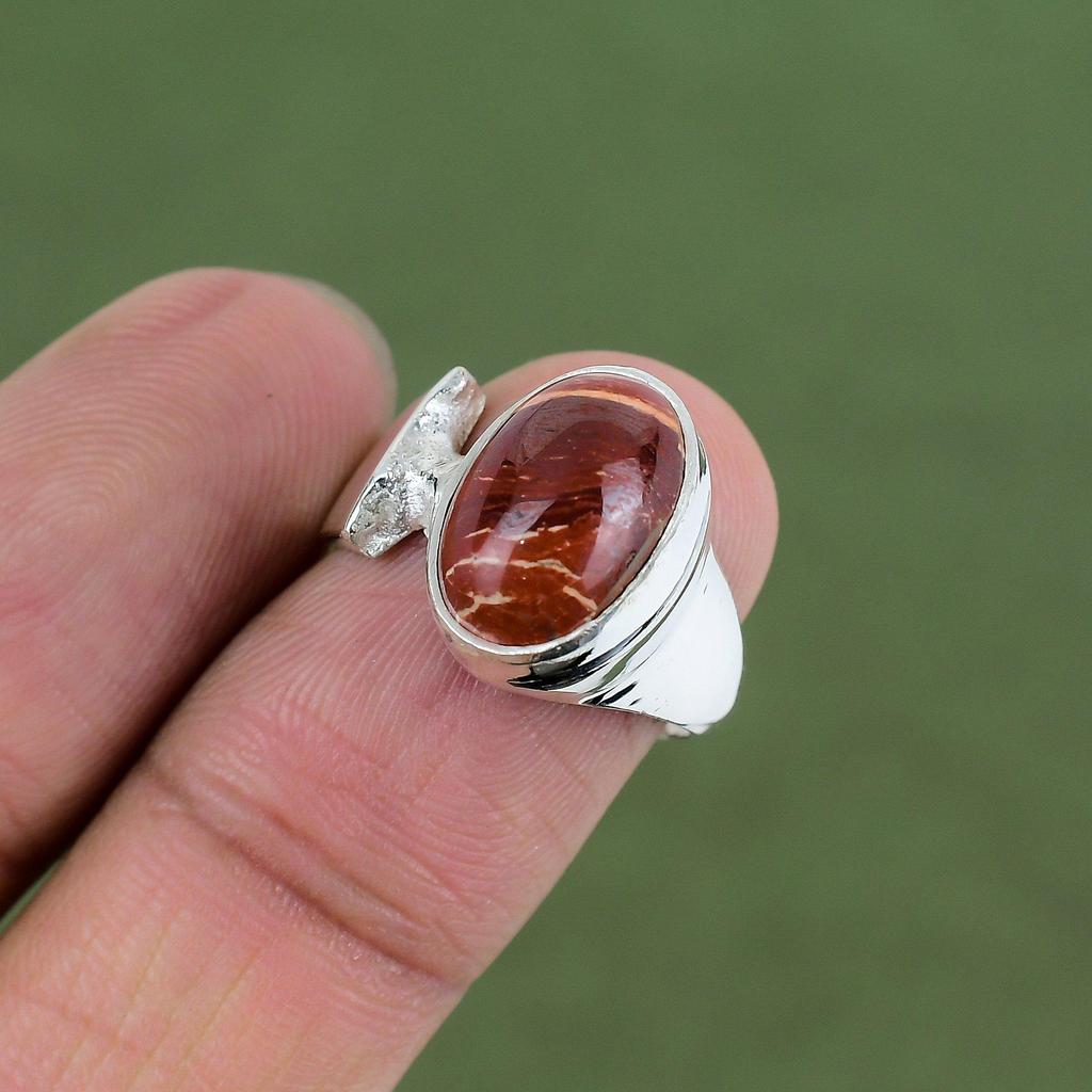 Roter Schlangenhaut-Jaspis Ring 925 Sterling Silber Ring Wunderbarer Schmuck Edelsteinring Handgefertigter Silberschmuck Für Geschenke Erhältlich in Ringgröße