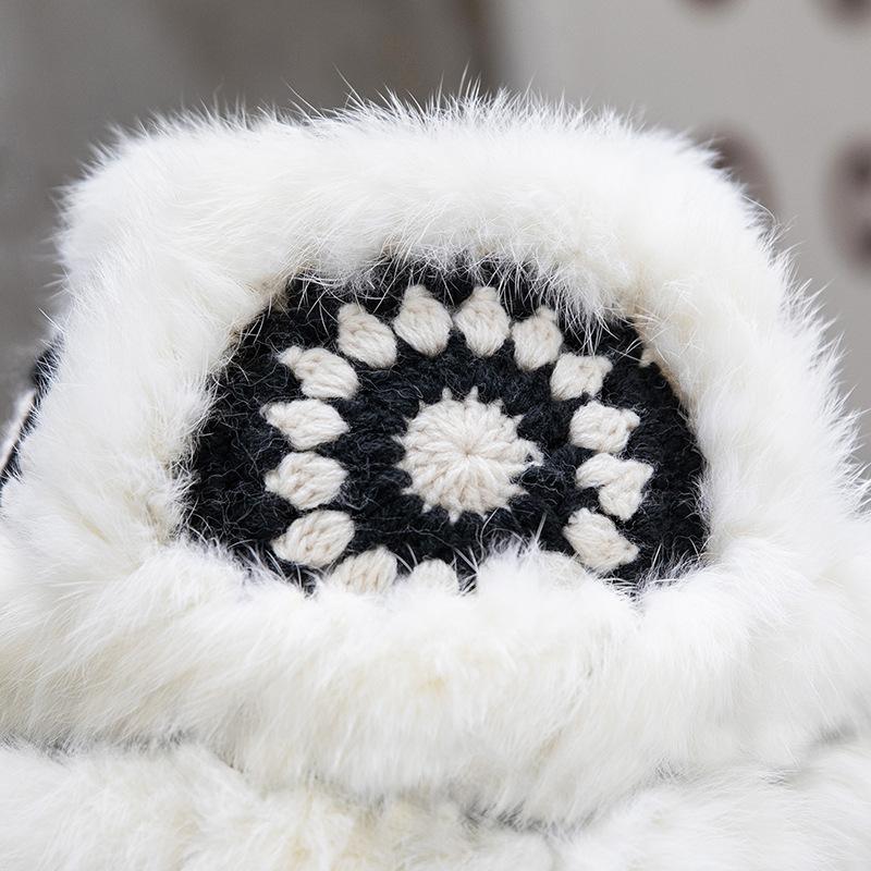 Women S Rabbit Fur Lion Dance Bucket Hat Winter Warm Casual Hat
