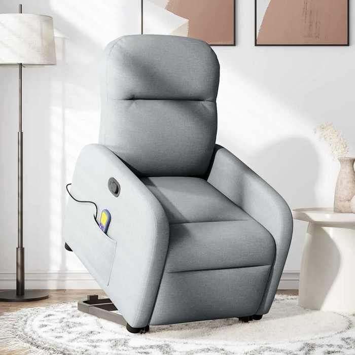 VidaXL Fauteuil de massage inclinable Gris clair Tissu, fauteuil inclinable élévateur, fauteuil inclinable pour personnes 3302982