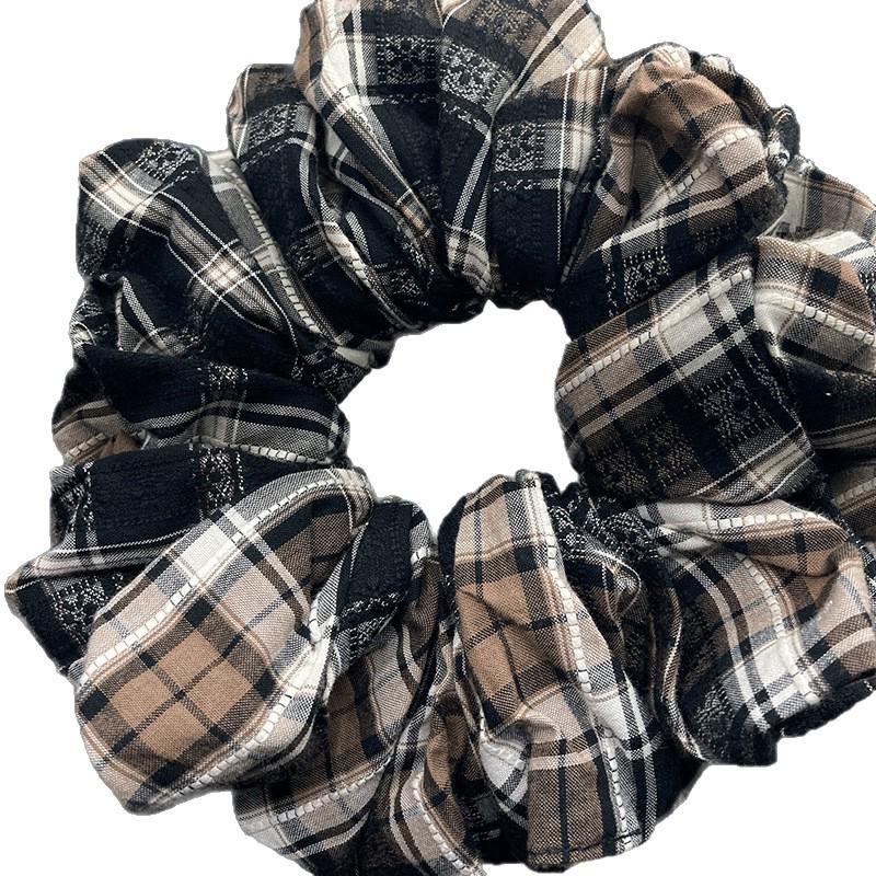 Elegant Retro Plaid Scrunchie Headband for Women