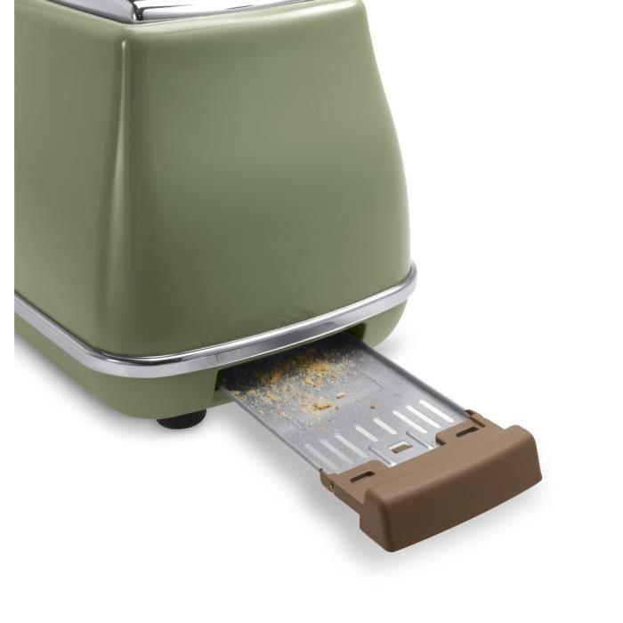 Toaster - Delonghi - Icona Vintage - 2 Slices - 6 Positions - Olive Green/Chocolate