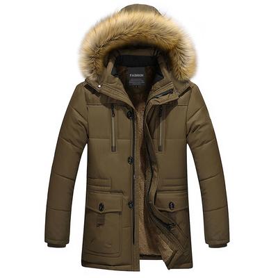 Winter Men's Cotton Padded Clothing Mid-Length Coat Men's Thickened Hooded Plus Size