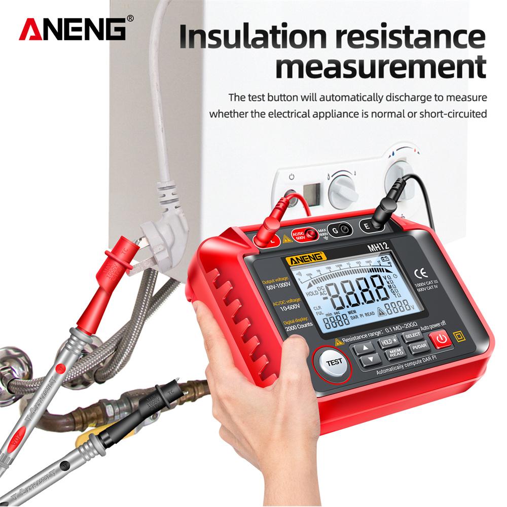 New Portable ANENG MH12 Digital Megohmmeter Meters  Insulation Earth Resistance Meters Tester Cable High Voltage Voltmeter Meter for Electrical Repair
