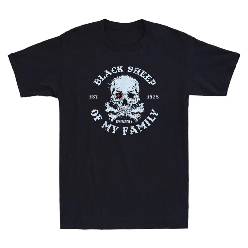 Skeleton GenX Est 1975 Black Sheep Of My Family Funny Men s Short Sleeve T-Shirt XL