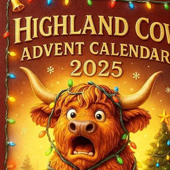 Highlandská kráva Adventní kalendář 2025 Roztomilé ozdoby highlandské krávy 24 dní Vánoční adventní kalendář pro dekoraci vánočního stromku