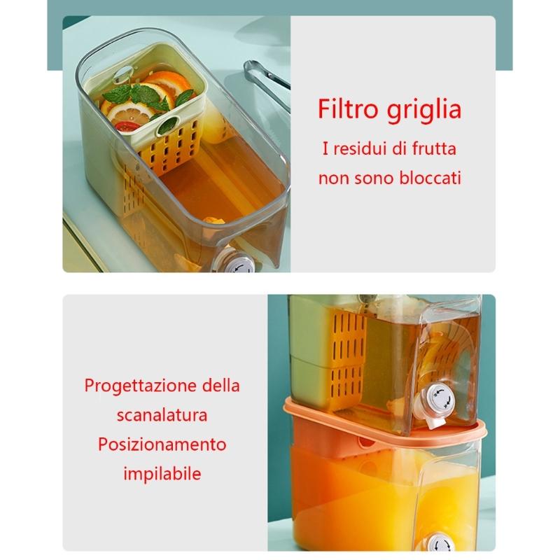 5800ML Juice Container Refrigerator Cold Kettle Drinkware Bucket with Faucet Beverage Dispenser with Filter PP Material
