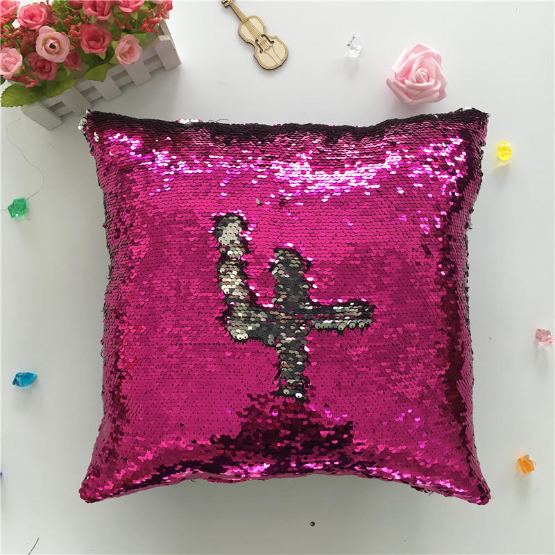 Kussensloop Decoratieve Kussenhoes Zeemeermin Pailletten Kleurrijk Vierkant Effen Gebreid Verborgen Rits Kussen Huis Auto Bank 40*40Cm