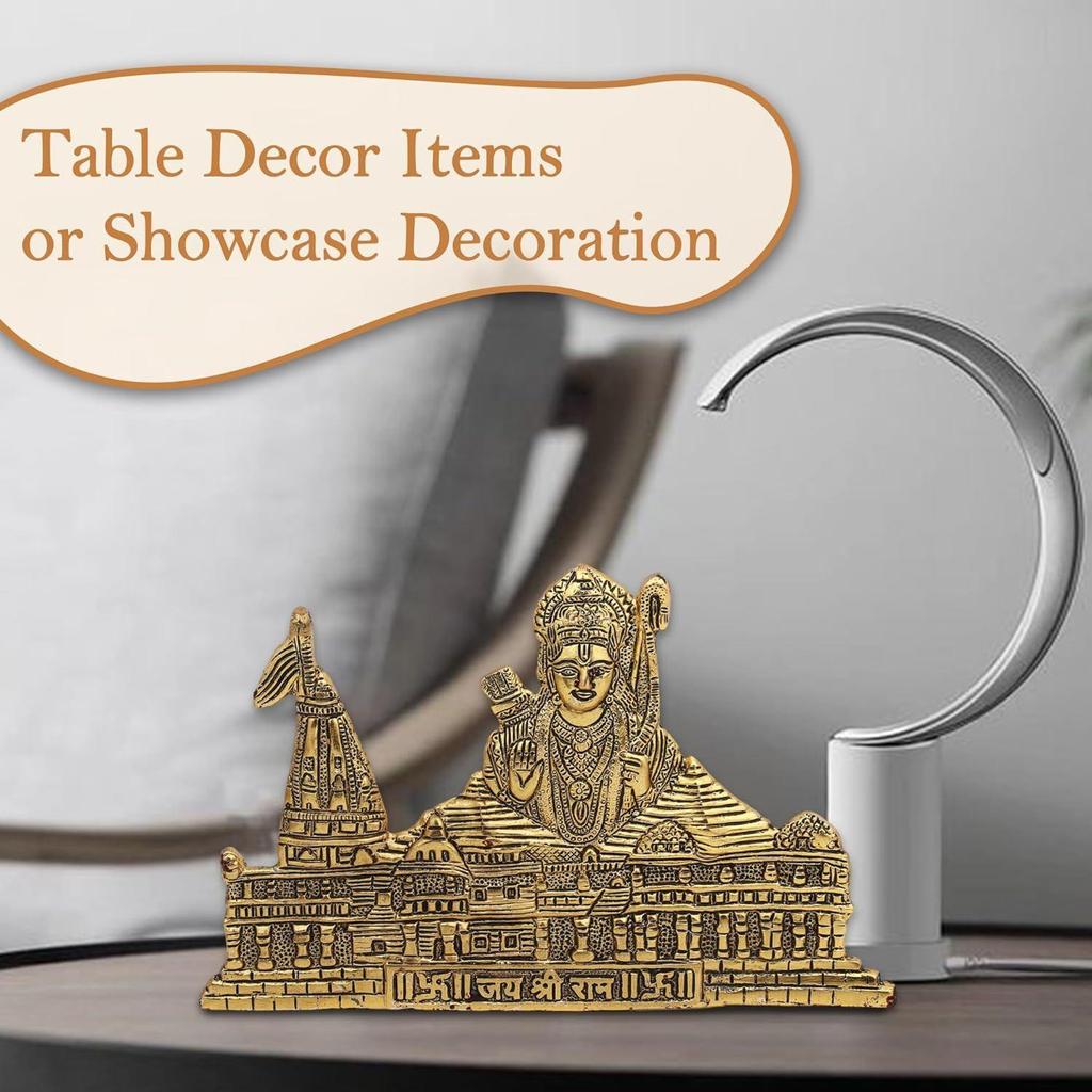 Metal Ram Mandir Ayodhya| Ayothi Ramar Temple Model| Architecture Model (11X7 Inch) Hanging and Standing Temple Home Decor Showpiece, 1 Pc