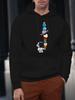 Unisex Hooded Sweatshirt - Astronaut and Planet Geometric Print Loose Street Style Pullover, Machine Washable, Autumn/Winter Casual Wear, PLUS SIZE