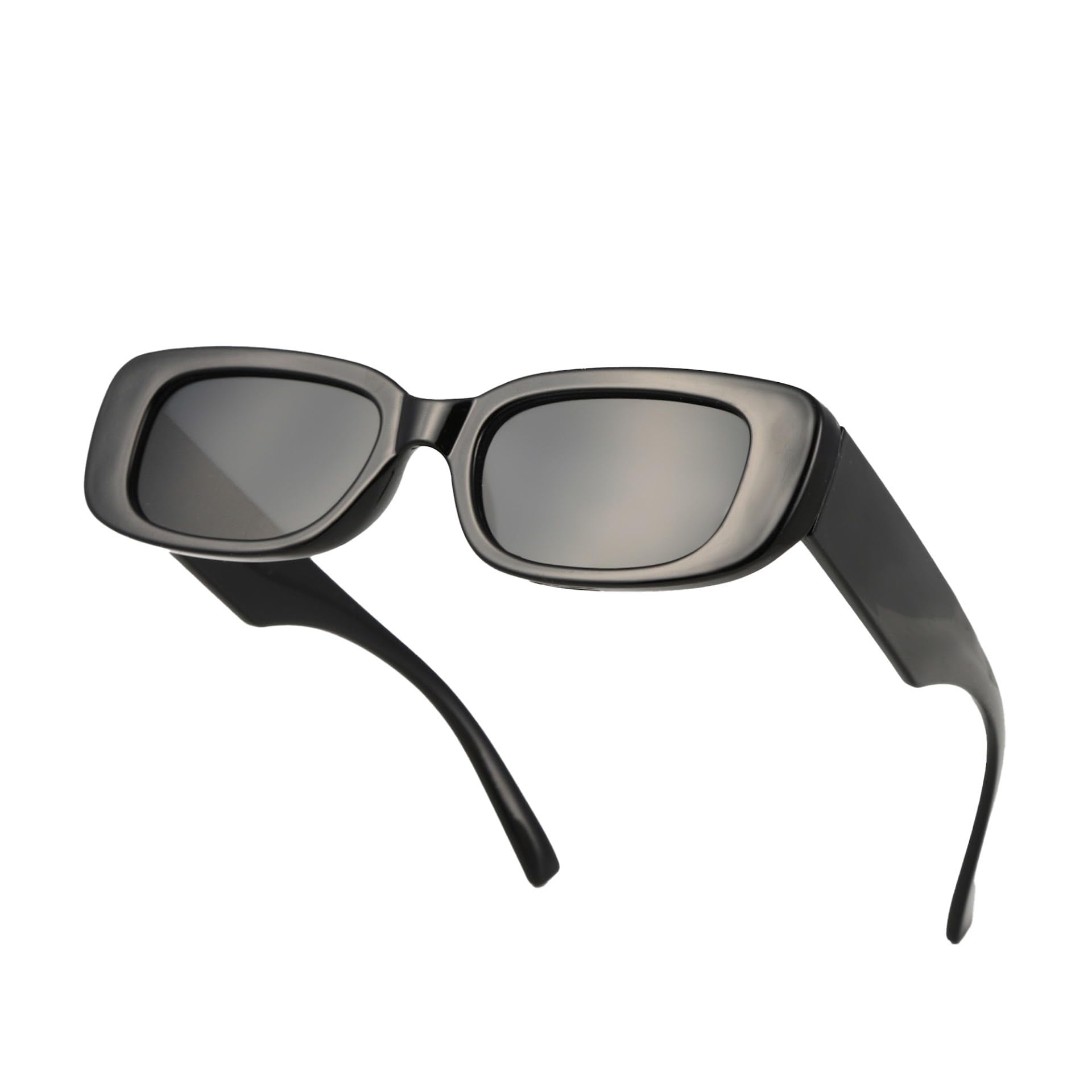 

[Puente] Sunglasses for Men and Women - Stylish, Smoke Black, Square, Slim, Driving Sunglasses, UV Protection (UV400)