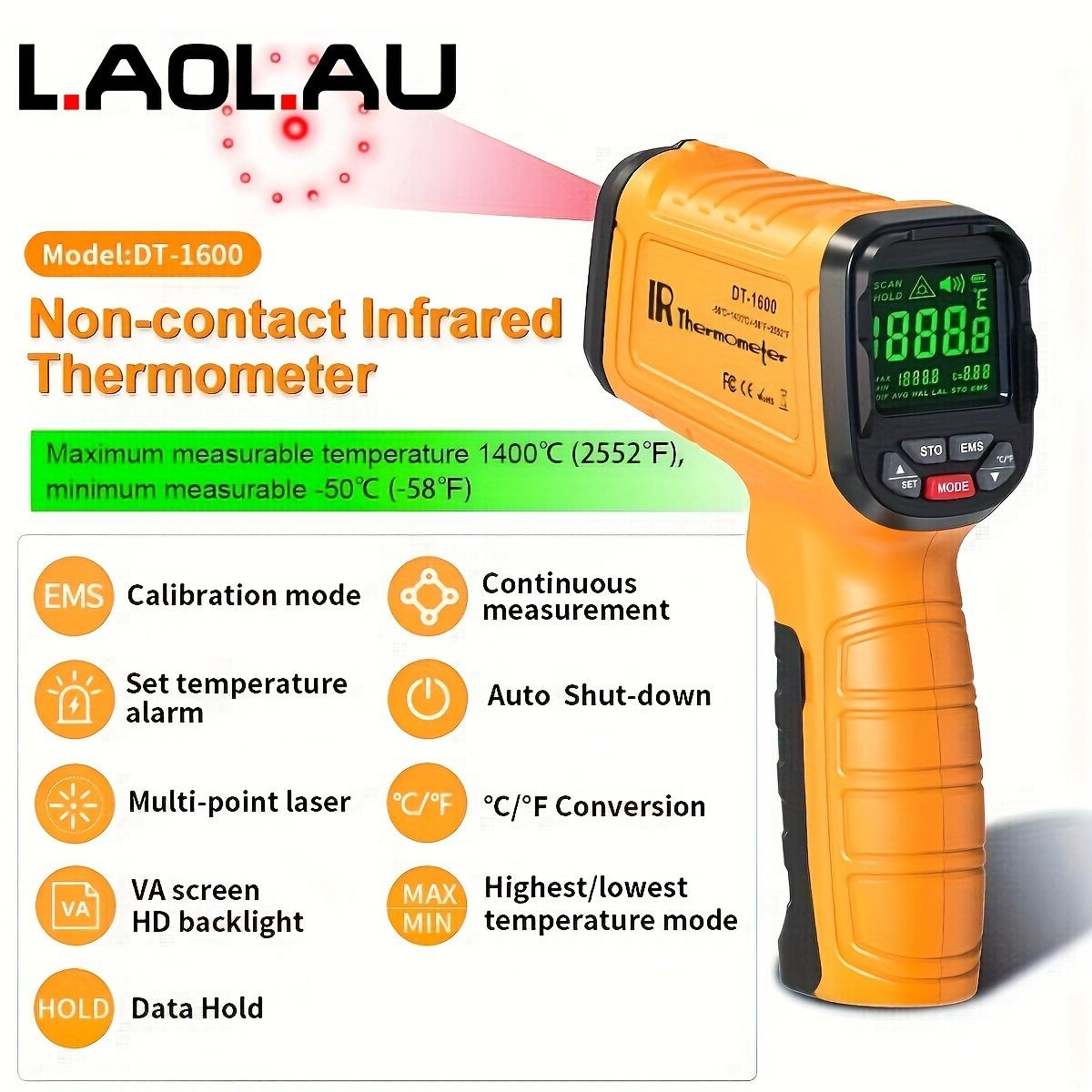 

Высокоточный бесконтактный инфракрасный термометр - цифровой термометр с быстрым откликом, идеально подходит для приготовления пищи и промышленного использования, батарея в комплект не входит DT-1600