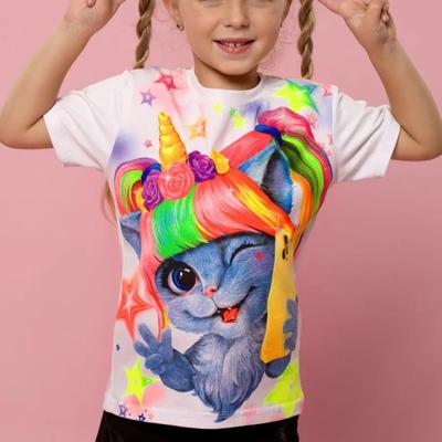 Cute Short Sleeved Shirt Cartoon Print Girls Children Soft Comfortable T-Shirts Girls