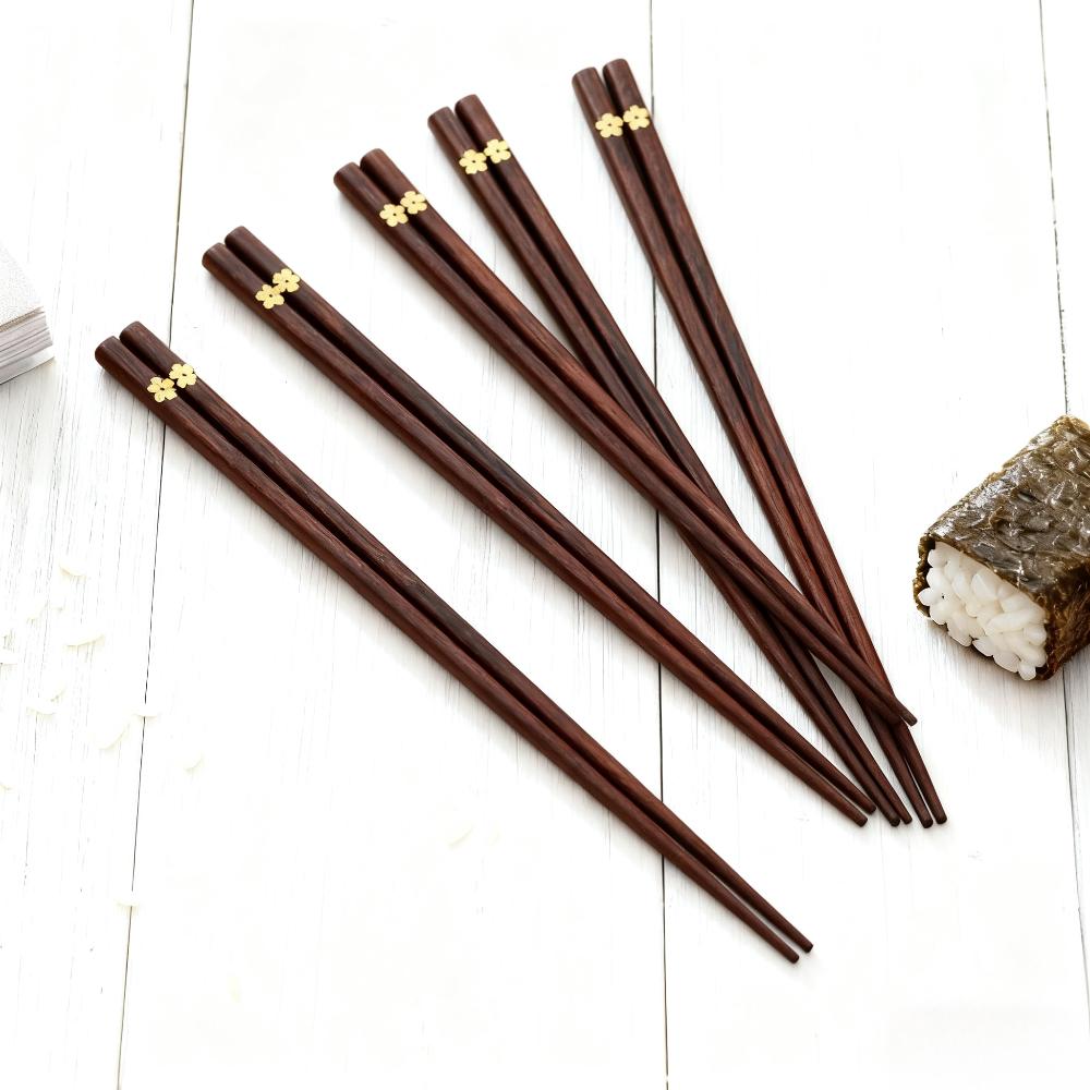 5 Paare Japanische Holz Essstäbchen Rutschfestes Design Sushi Essstäbchen Wiederverwendbare Chinesische Koreanische Küche Essstäbchen für Restaurant Zuhause