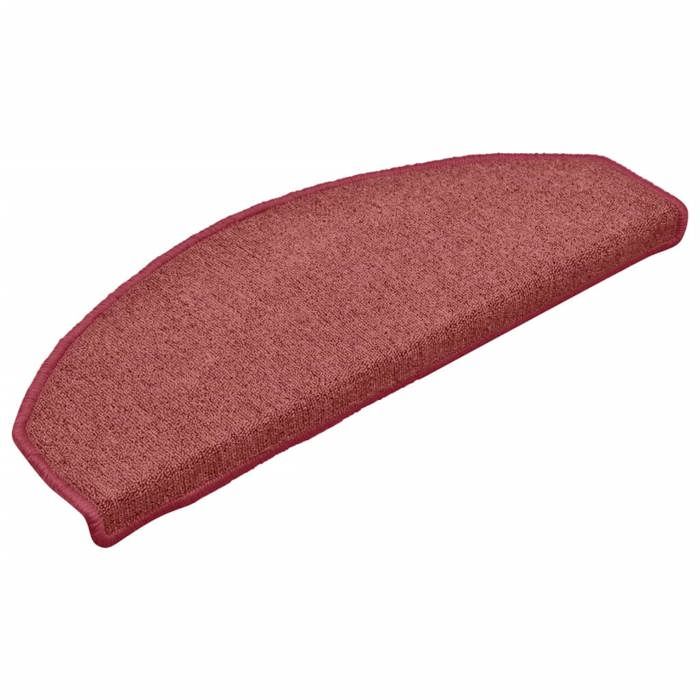 VidaXL Tapis d'escalier 15 pièces 65 x 24 x 4 cm Bordeaux Demi-rond Grand 322373