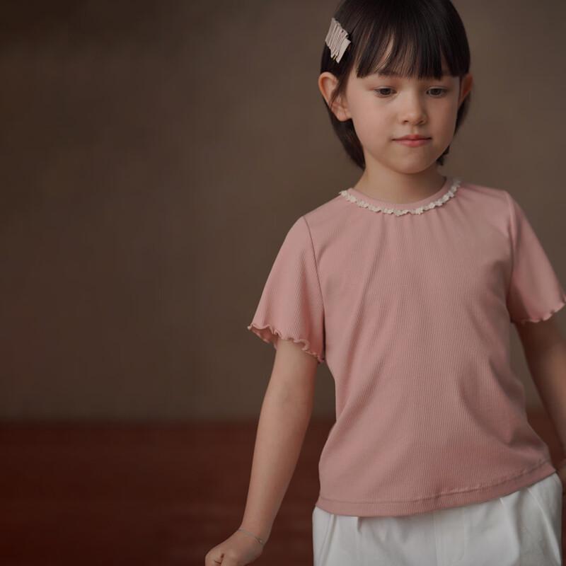 Hacikis Girls  Sweet Pink Knit T-Shirt 140