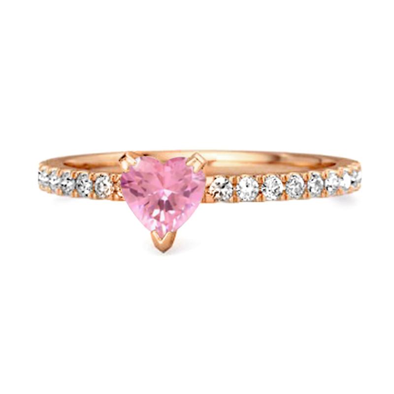 

925 Sterling Silver Rose Gold Vermeil Pink Topaz Pave Band Women Wedding Ring 6 рожевий колір золота