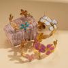 Retro-Stil Edelstahl Tropföl Blume Öffnungsarmband Urlaubsstil Personalisierter Umweltschutzschmuck