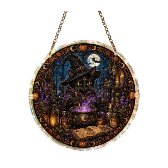 Holiday Party Hanging Adornments Halloween Acrylic Puzzle Sun Catcher, DIY Spooky Suncatcher Kit, Rainbow Light Shadow Craft Gothic Stained