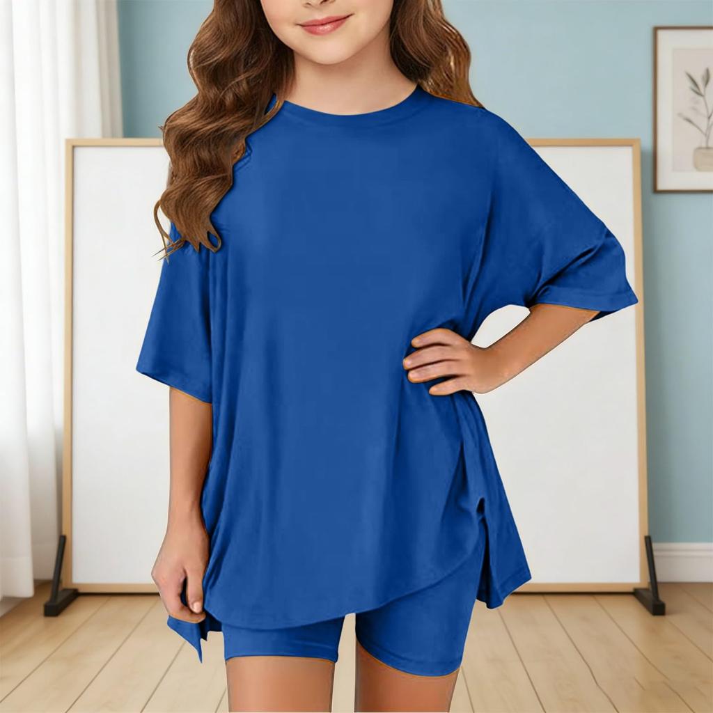 Sommeroutfits für Mädchen, 2-teilige Sets aus Hemden und Shorts, Frühlingsoutfits, Sportshorts-Sets für Teenager-Mädchen