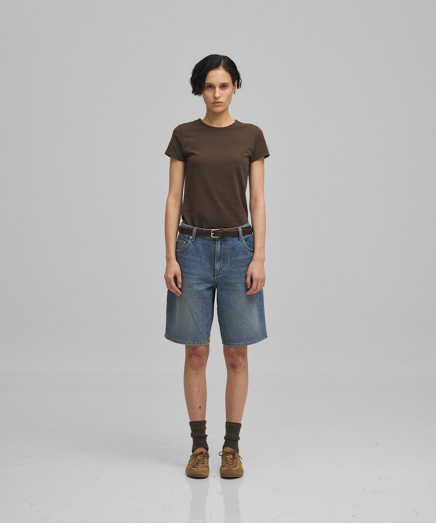 ANOTHER OFFICE WOMEN W. Kuroki Denim Half Pants (Mid Blue)