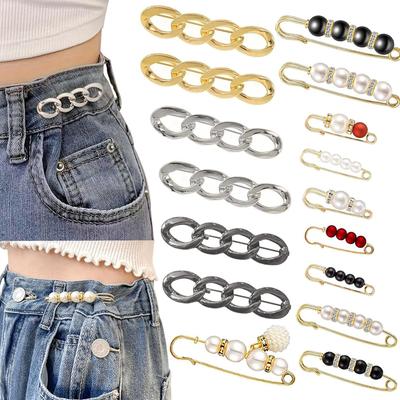 Adjustable Jeans Button Pins No Sew and No Tools Instant Pant Waist Tightener Buttons Detachable Decorative Waist Buckles