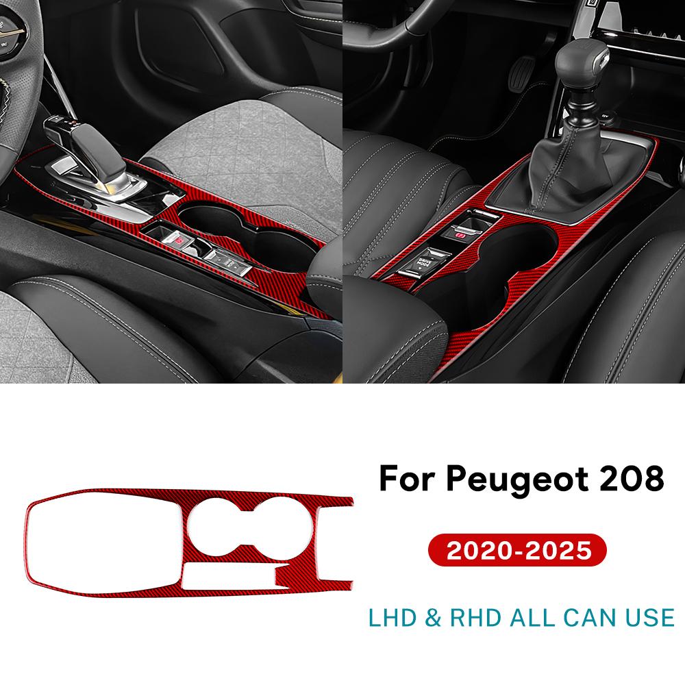 

Real Soft Carbon Fiber Sticker For Peugeot 208 e-208 2020 2025 2025 2025 2025 2025 LHD RHD Car Manual Automatic Gear Shift Panel For Automatic Car
