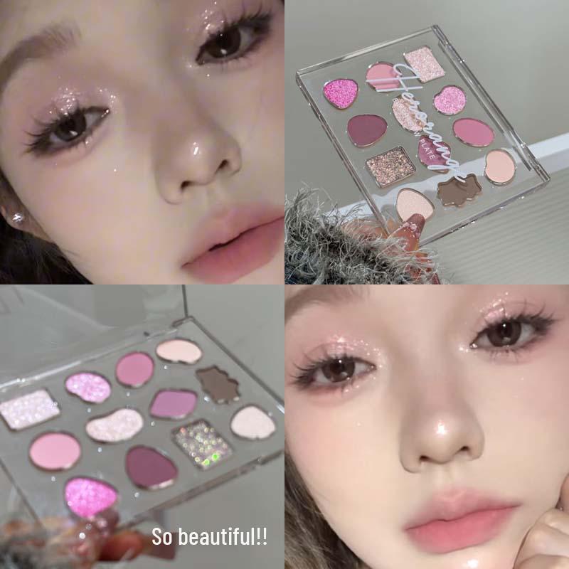 HERORANGE 12-Color Eyeshadow Palette: Pink Pearl Matte, No Fallout, Great Pigment, Versatile for Everyday Use. 15-color Palette