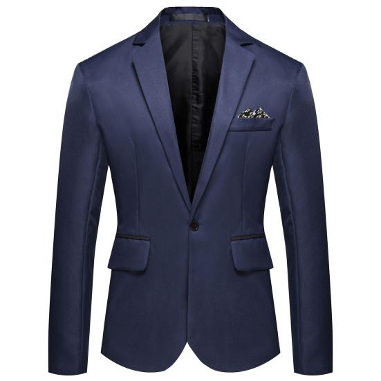 Blazer Casual da Uomo alla Moda con un Bottone e Risvolto, Manica Lunga, Tasca Decorativa, Giacca Completo, Abbigliamento da Lavoro