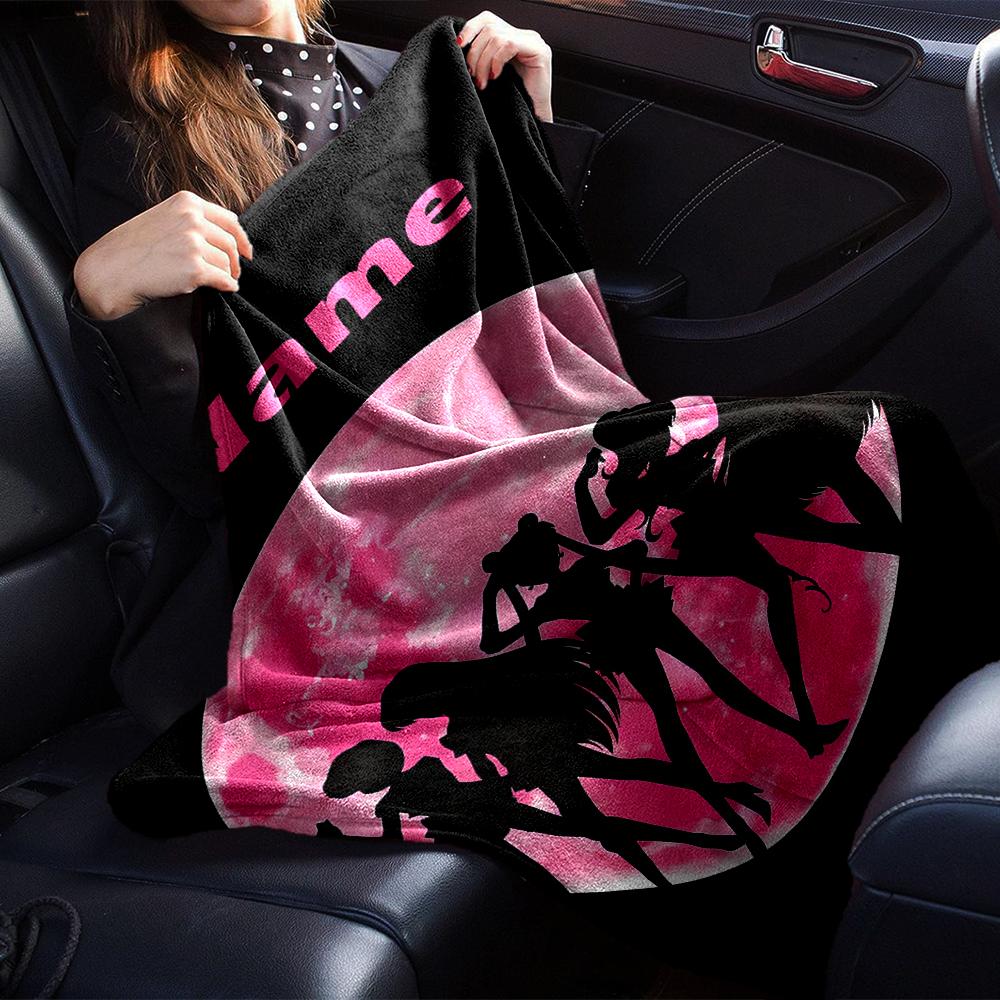 Custom Name Sailor Moon Theme Printed Blanket - Perfect for Couch, Bed, Travel & Outdoor Use | Machine Washable, Cozy & Durable.
