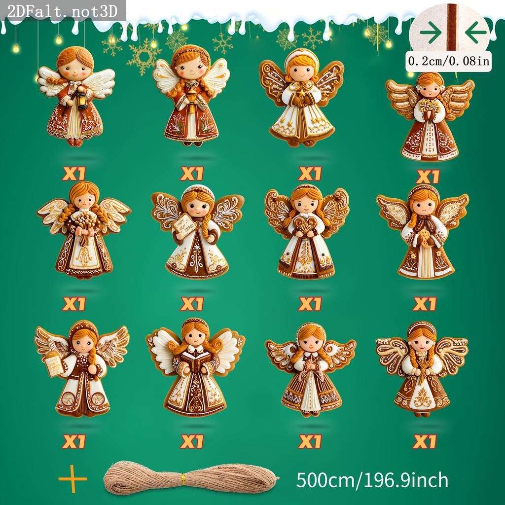 36Pcs Christmas Vintage Wooden Gingerbread Man Angel Pendant Merry Christmas New Year Pendant Gift Christmas Tree Decor Supplies