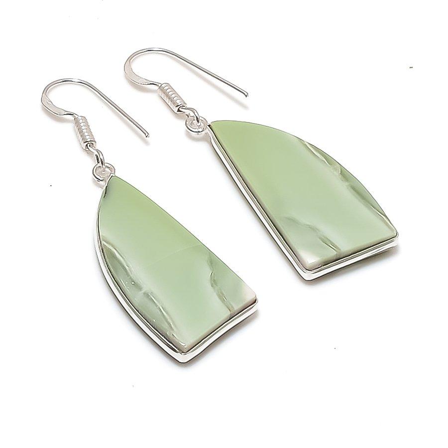 

Natural Swiss Green Opal Gemstone 925 Sterling Silver Jewelry Earring 2.05 AE-12333