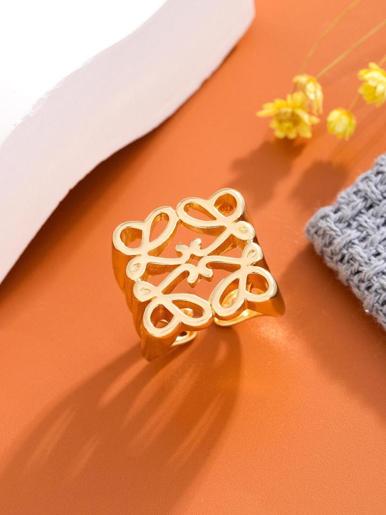 Niszowy pozłacany geometryczny pusty luksusowy pierścionek