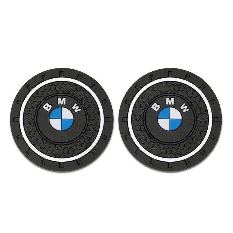 2Pcs Car Cup Coaster Waterproof Non-Slip Water Cup Pad Holders Car Interior Accessories For BMW E46 E90 E60 F10 F30 G30 E92 X5