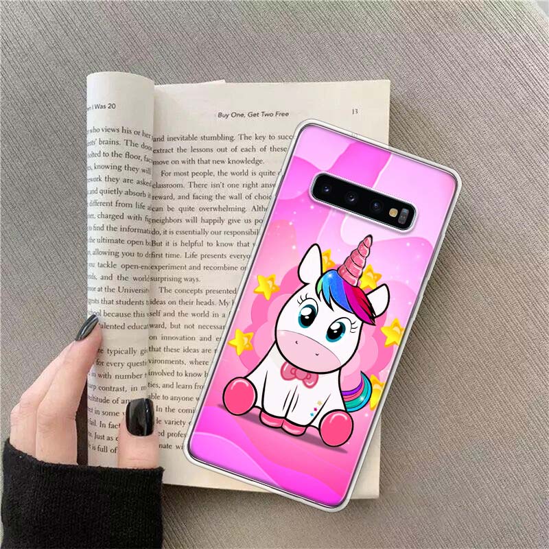 

Lovely Cartoon Unicorn Phone Case For Samsung S24 S23 FE S22 S25 Ultra S21 Plus Galaxy S20 FE S25 Edge Cover Capa Soft TPU Funda Samsung S25 Edge