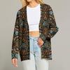 Women's Fashion Long Sleeve Christmas Print V-Neck Button Loose Cardigan Top