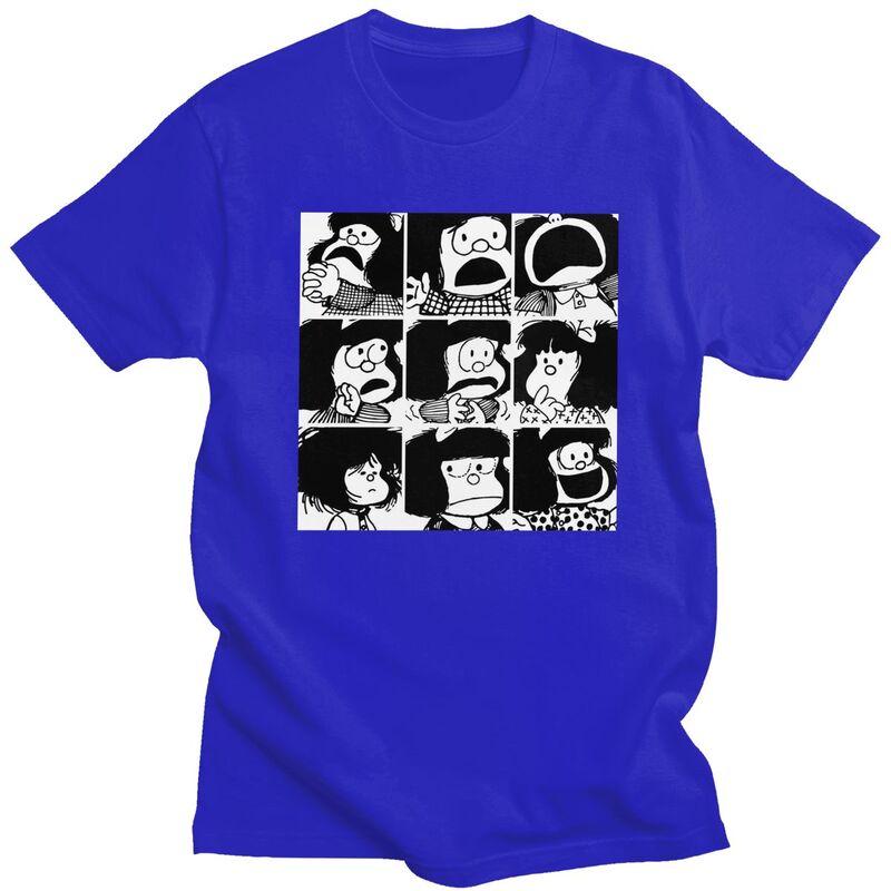Custom Quino Comic Cartoon Mafalda T Shirts for Men Pure Cotton Tees Tshirt ShortSleeve Fashion Tshirt