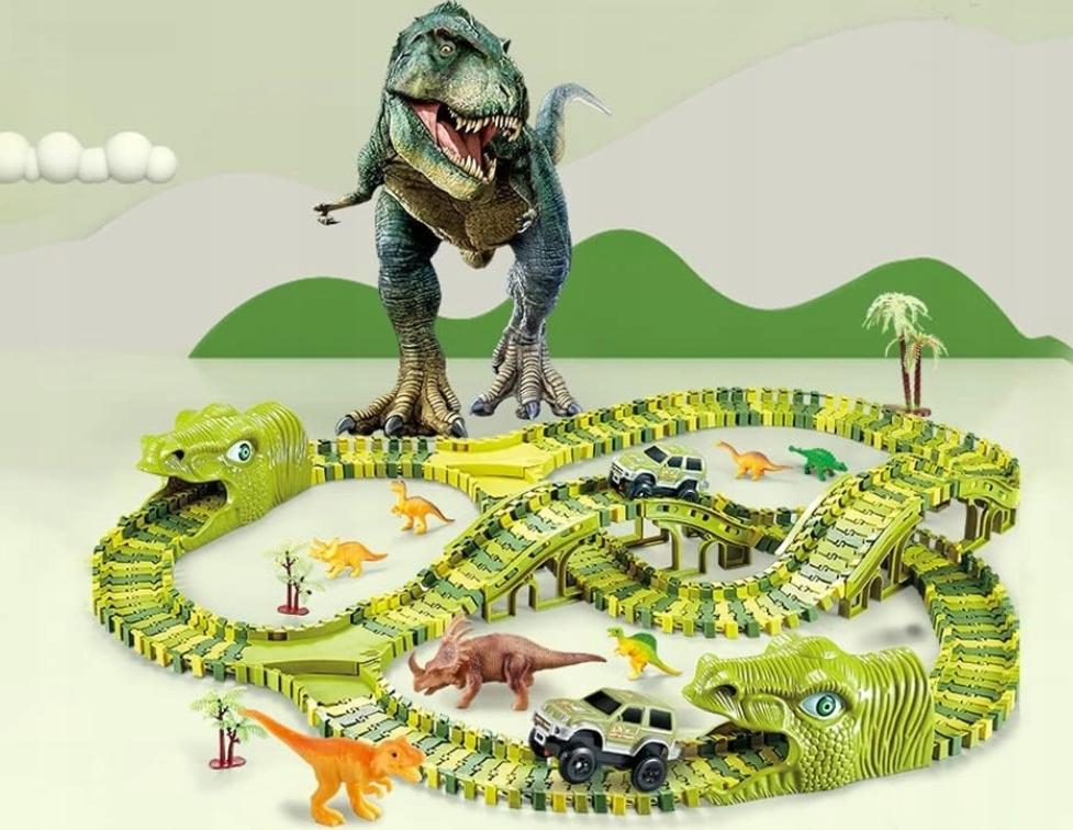 Dinosaur Racetrack Mega Park Construction Set 240 Pieces XXL