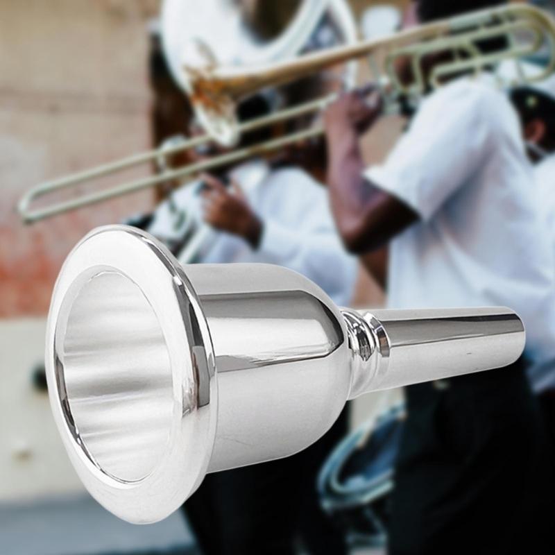 Professional Brass Silver Plated Tuba Mouthpiece Portable Rustproof Trombone Mouthpiece For Amateurs Musician Starters
