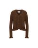 Moschino Jeans Ribbed Ruffle Wool Knit Cardigan