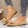 New flat-bottomed casual single shoes women's large-size bow-pointed lazy shoes tm