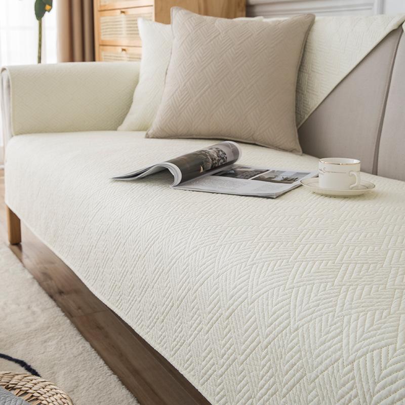 Double-Sided Cotton Washed Quilted Sofa Cushion Nordic Modern Simple Plain Embroidered Leather Sofa Cushion Towel