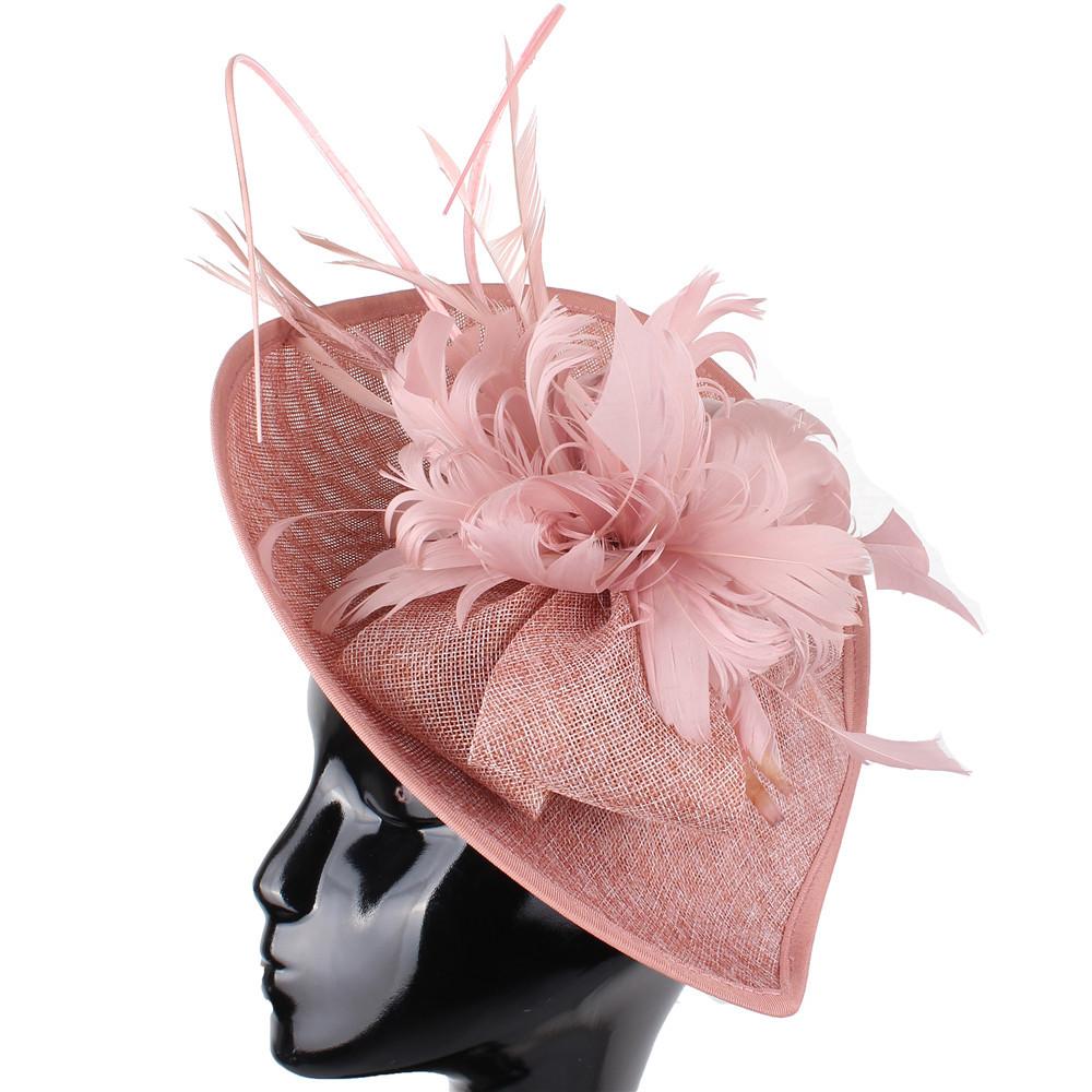 Off-White Linen Headgear Popular Bridal Hair Accessories Banquet Photo Top Hat Feather Headgear