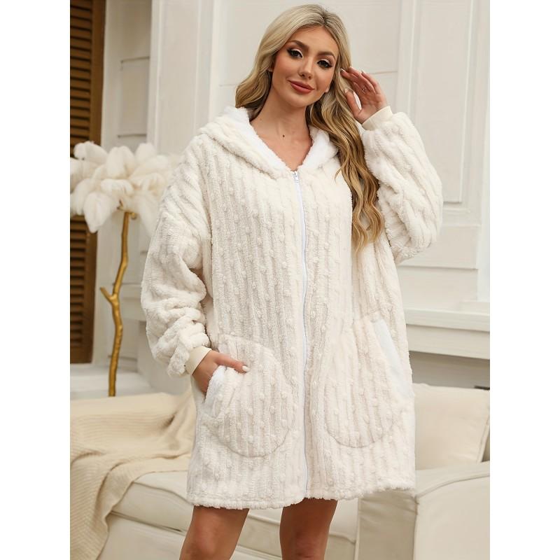 Hooded Zip Blanket Sweatshirt Oversized Flannel Loungewear Senior Men