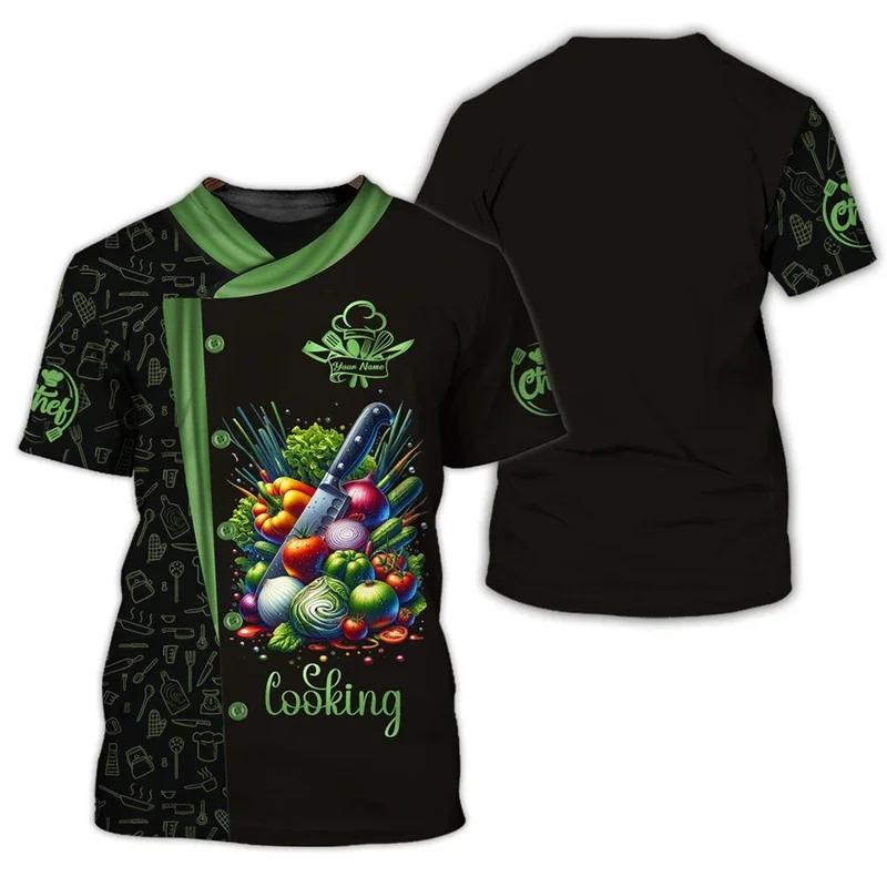 Round Neck Fun Chef 3D Printed T-shirts Fashionable Short Sleeved Men's T-shirts - Soft Medium Stretch Polyester Fabric Summer Relaxed Fit Clothing