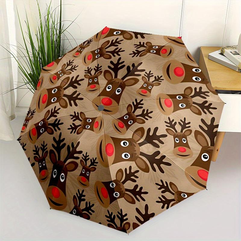 1pc Reindeer Pattern Umbrella - 8-Rib Automatic Open/Close, Fashionable Compact Umbrella for Outdoor Adventures Yy250813120