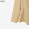 ZANZEA Womens Elegant Two Piece Suit Set Long Sleeve Peplum Blazer Tops and Wide Leg Pants Office Lady Thin Outfits